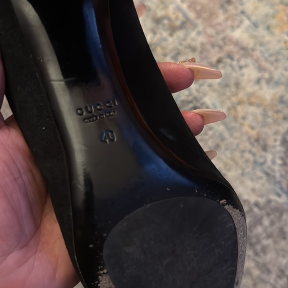 🇮🇹 Gucci - SIZE 40 309774 CGX10 1000 KID SUEDE NAPPA CHARLOT, black block heel - Picture 14 of 15